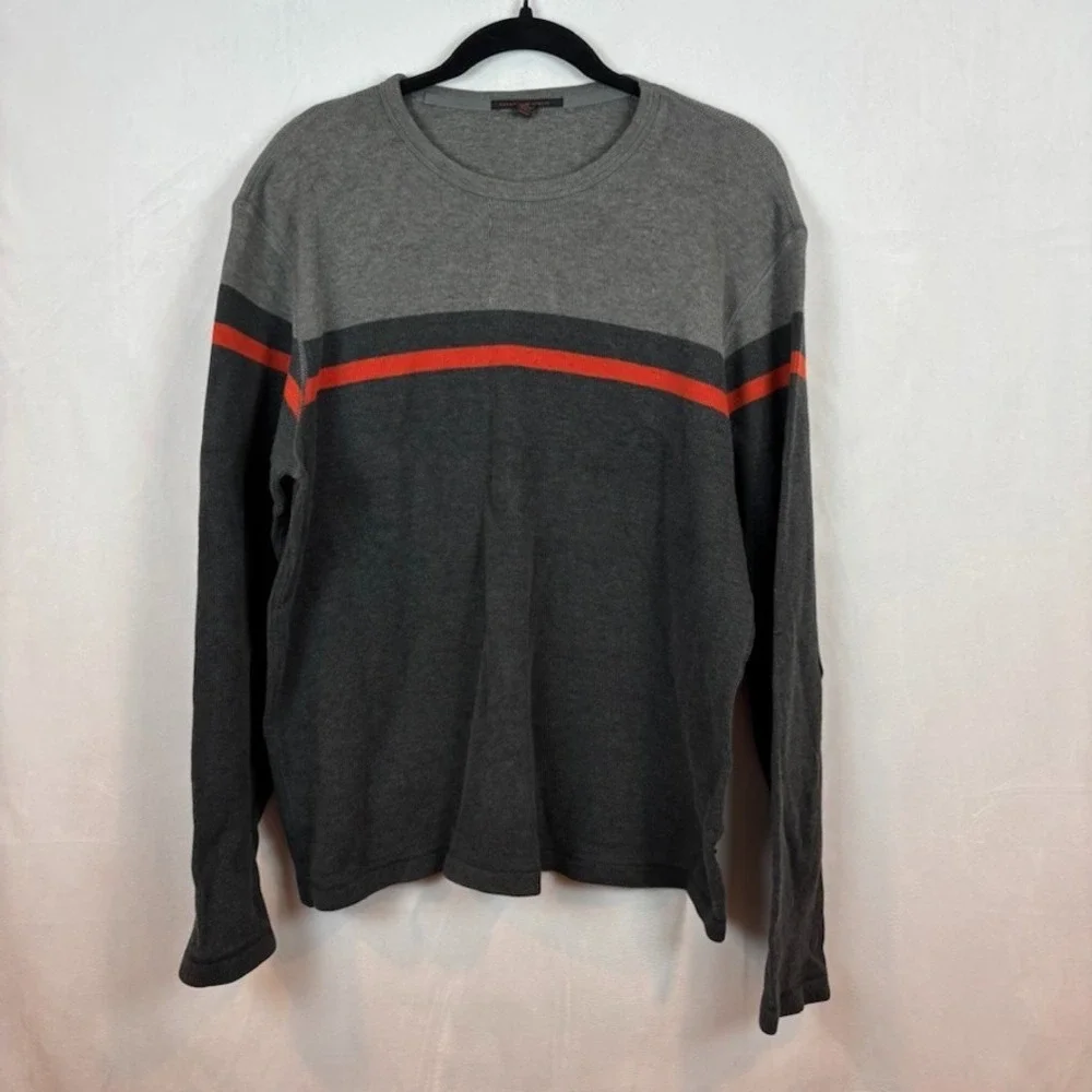 Banana Republic Mens Grey‎ Y2K 100% Cotton Long Sleeve Pullover Sweater Med 2003